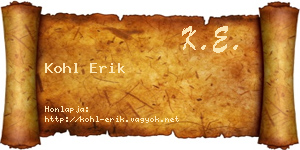 Kohl Erik névjegykártya
